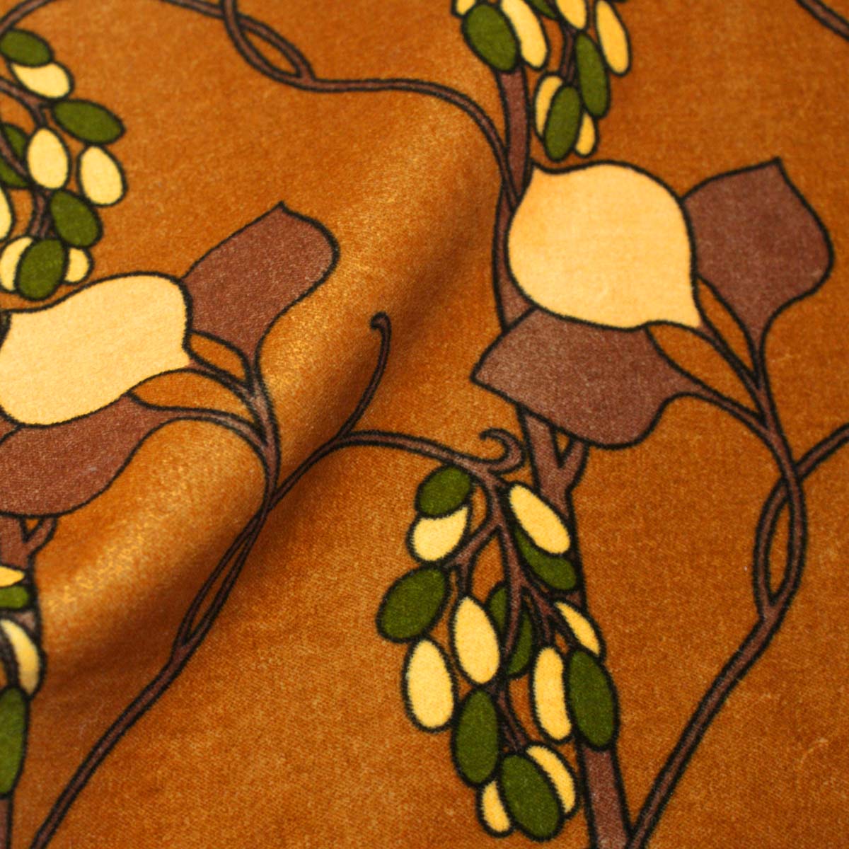 Gustav Stickley Craftsman Style Grapes Design, cotton velvet print, bronze