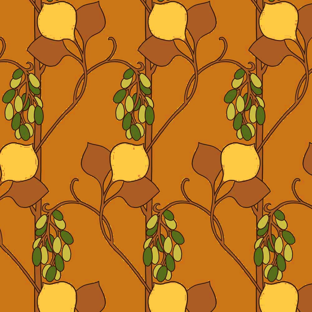 Gustav Stickley Grapes Design Textile for Upholstery