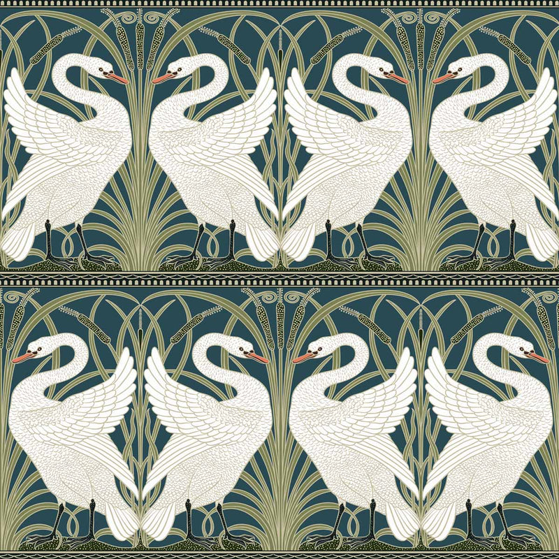 walter crane swan rish and iris velvet fabric
