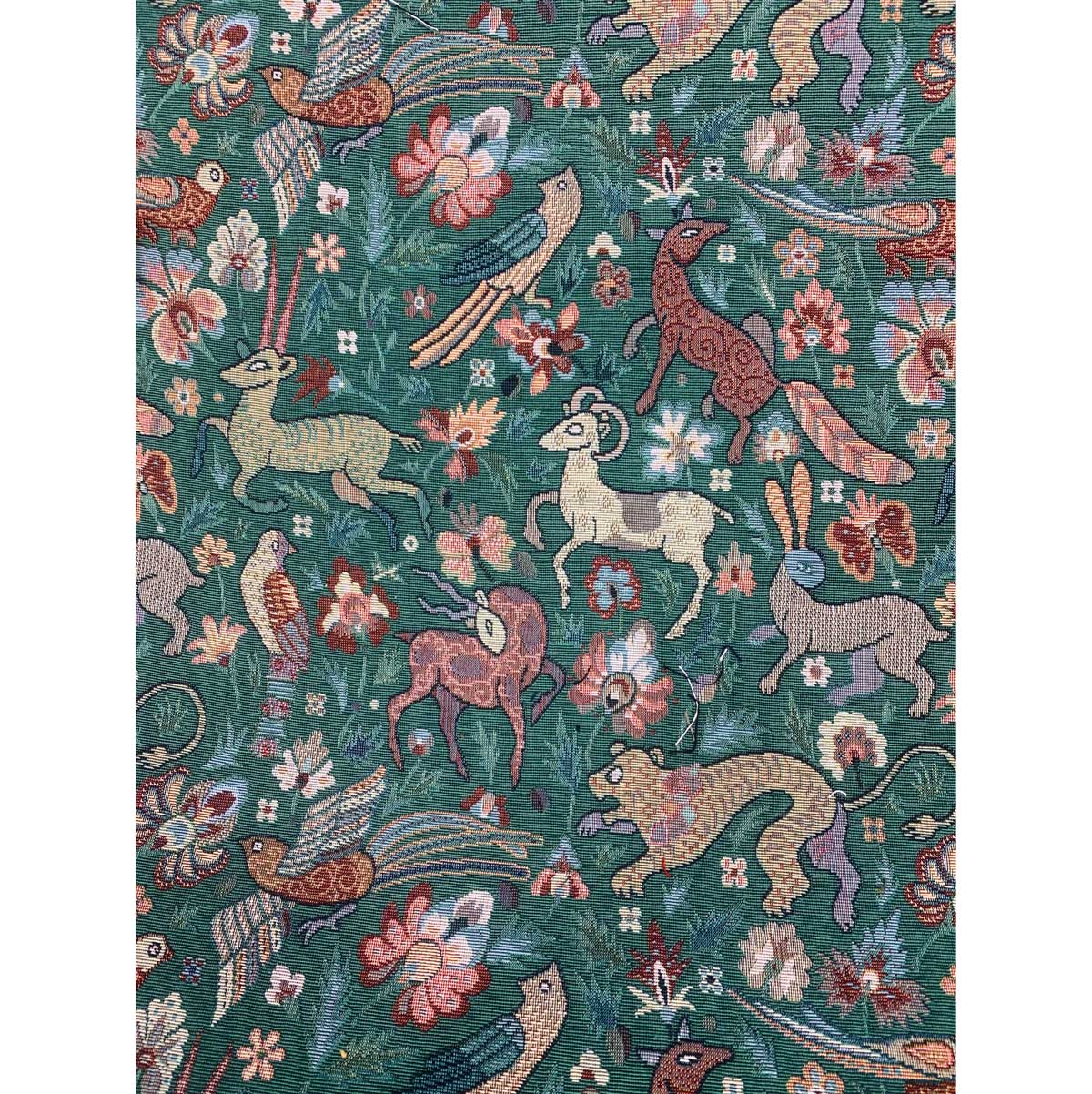 blue forest animals tapestry style upholstery curtain fabric