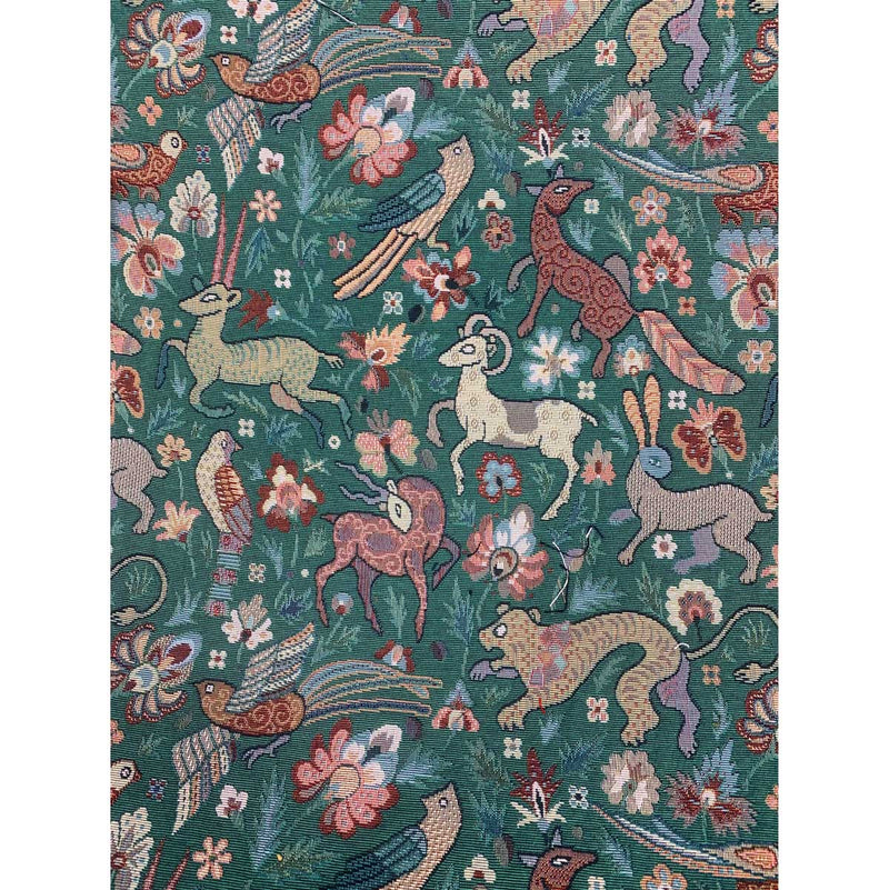 blue forest animals tapestry style upholstery curtain fabric