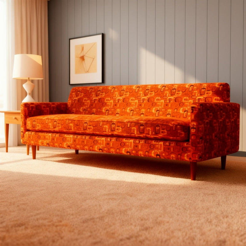 Mid Century Prints Atomic Rings Velvet Orange