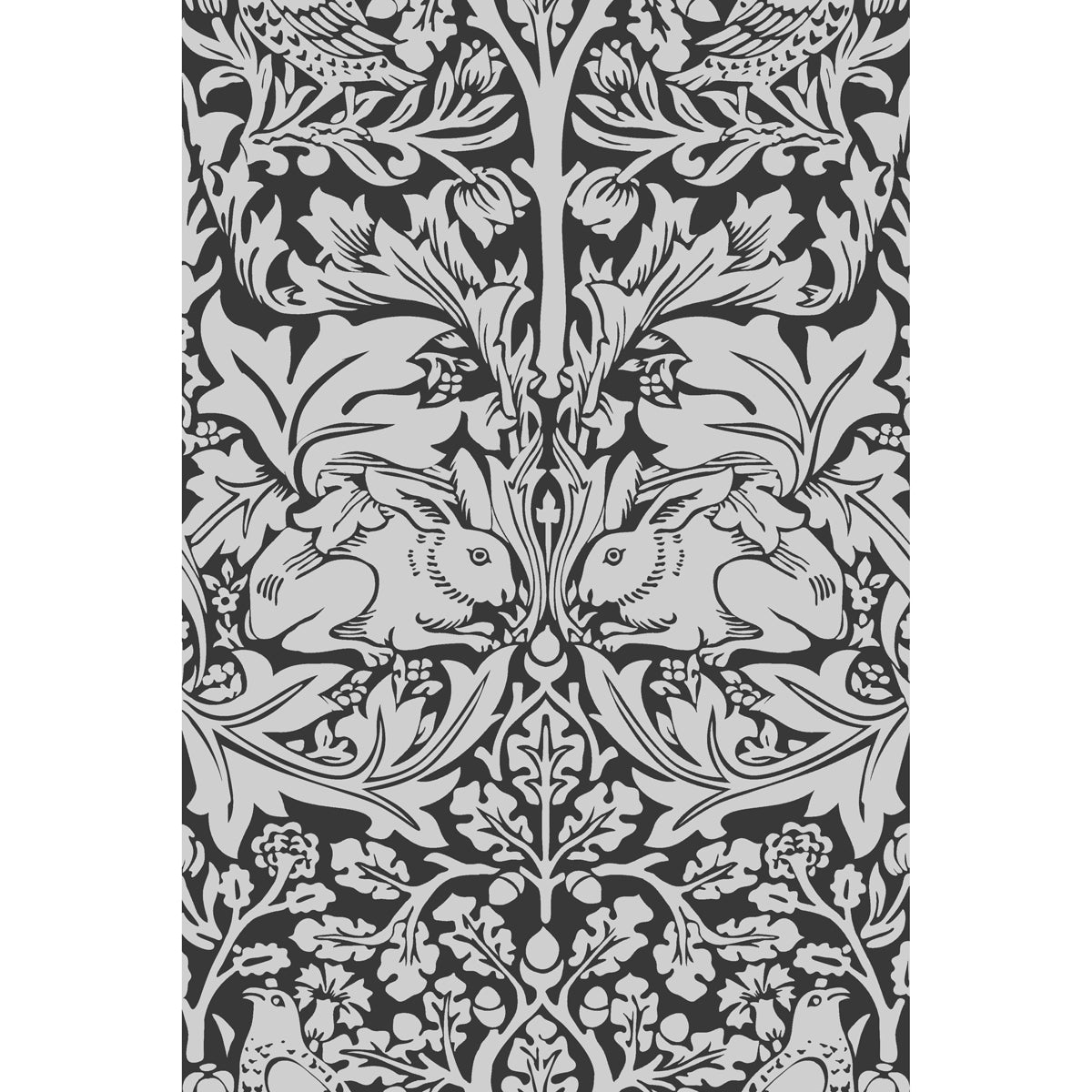 William Morris Brother Rabbit Charcoal 20cm x 30cm Hand-made Ceramic Wall Tile