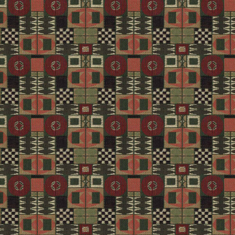 Backhausen Fabrics Kunstschau (Art Exhibition) Red Green Reproduction Velvet