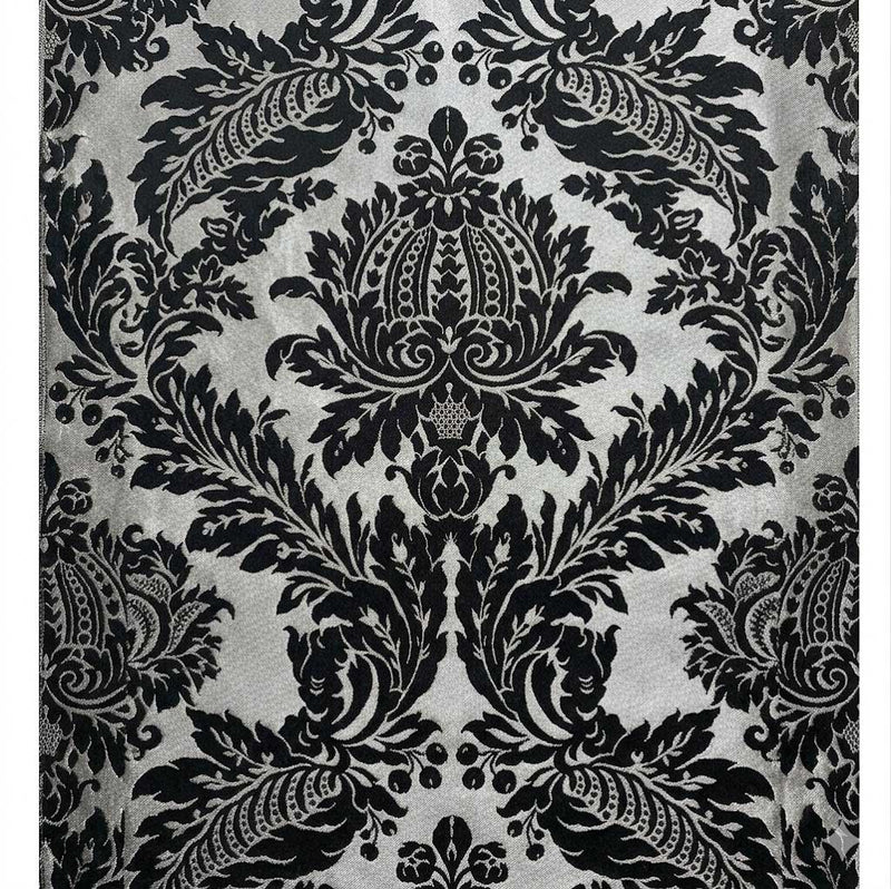 Raphael Damasks Classic Large Scale Ogee Black and Silver