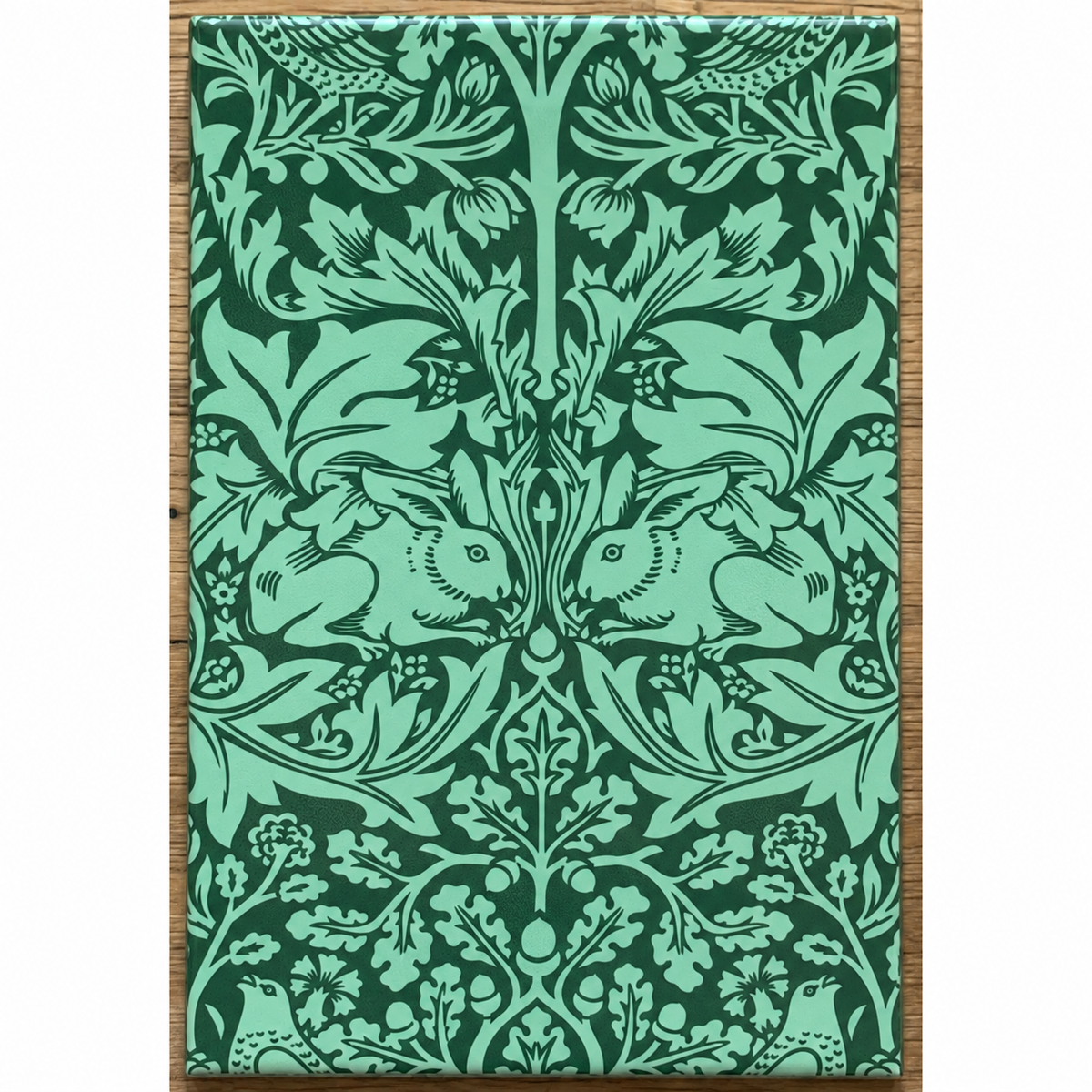 William Morris Brother Rabbit Turquoise 20cm x 30cm Hand-made Ceramic Wall Tile