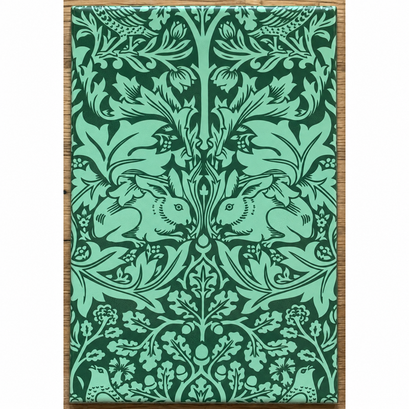 William Morris Brother Rabbit Turquoise 20cm x 30cm Hand-made Ceramic Wall Tile