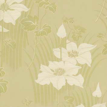 Pale Green  curtain and upholstery chenillle fabric - Art Nouveau Horta Flowers Pale Green