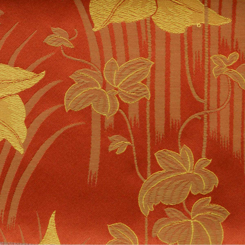 Burnt Orange and Gold  curtain and upholstery chenillle fabric - Art Nouveau Horta Flowers Burnt Orange and Gold