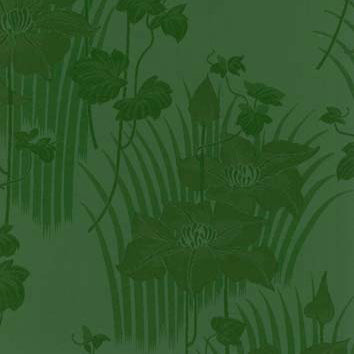 Green  curtain and upholstery chenillle fabric - Art Nouveau Horta Flowers Green