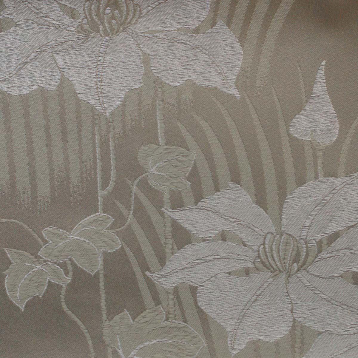 Grey Green  curtain and upholstery chenillle fabric - Art Nouveau Horta Flowers Grey Green