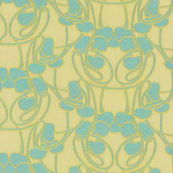 blue  curtain and upholstery chenillle fabric - Koloman Moser Designs Knospen Blaue