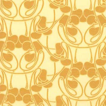 gold  curtain and upholstery chenillle fabric - Koloman Moser Designs Knospen Gelbe