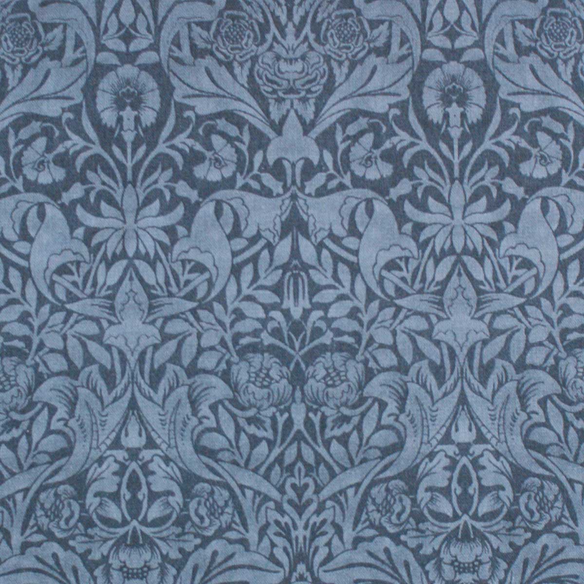 arts and crafts  blue cotton print curtain and upholstery fabric - William Morris Designs Saint James Damask Blue Print