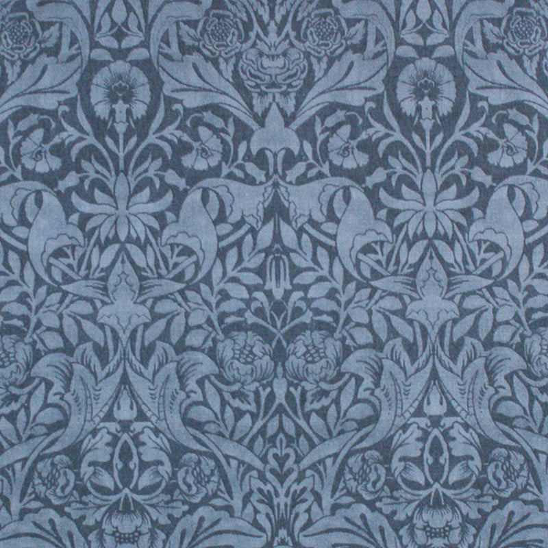 arts and crafts  blue cotton print curtain and upholstery fabric - William Morris Designs Saint James Damask Blue Print