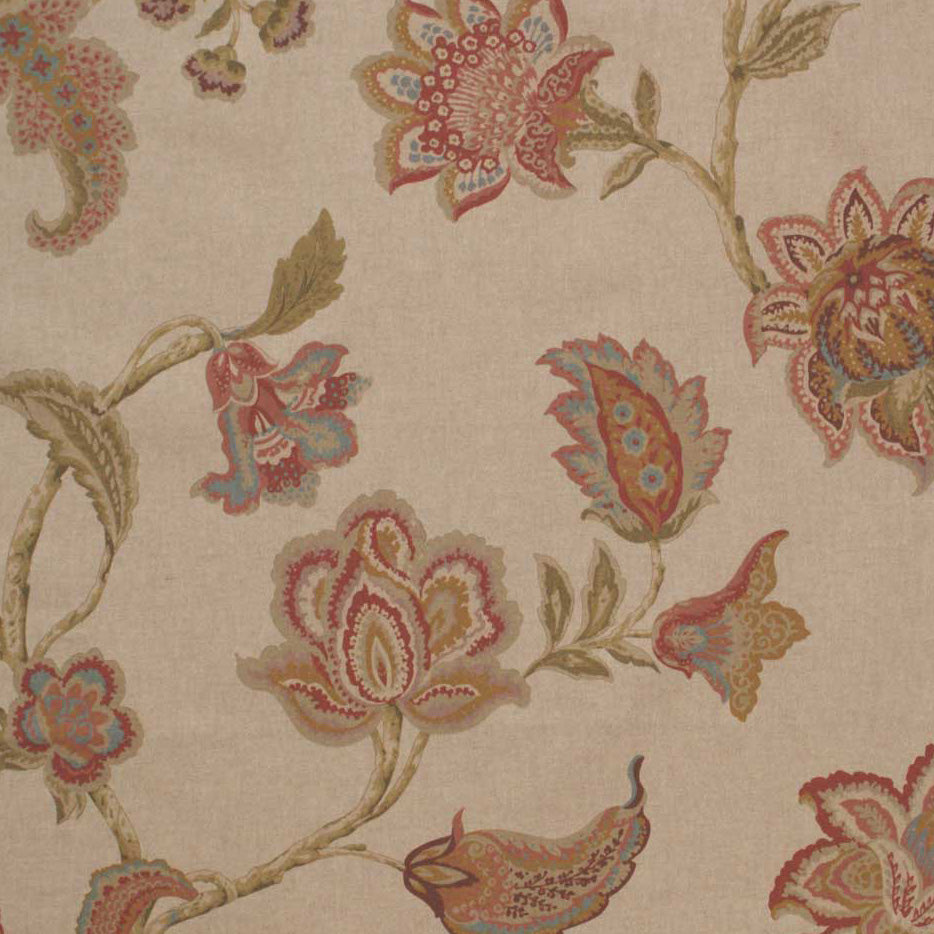 English Country House Jacobean Floral Linen-look Natural
