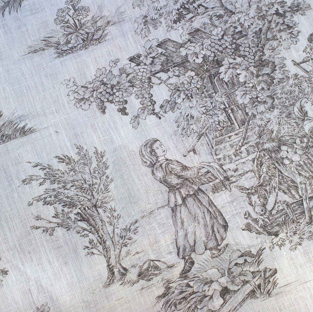 French Weaves and Prints Toile Grey on White