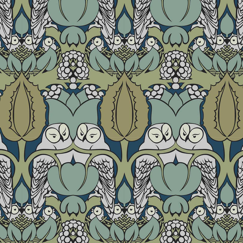 charles voysey owls chenille fabric