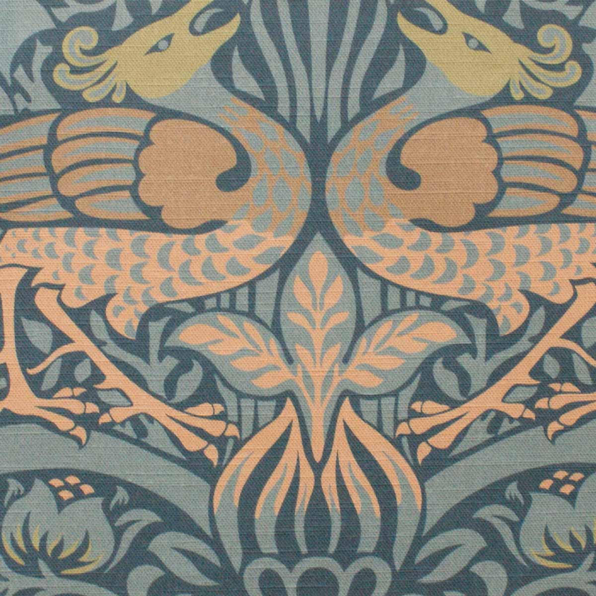 William Morris Designs Peacocks and Dragons Blue Print