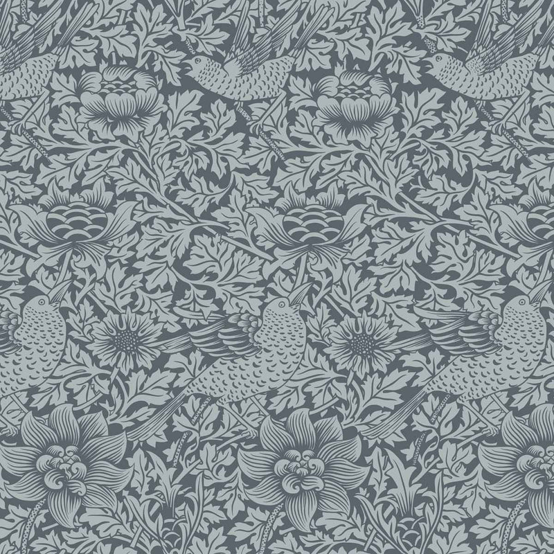 arts and crafts  blue cotton print curtain and upholstery fabric - William Morris Designs Bird and Anemone Blue Print