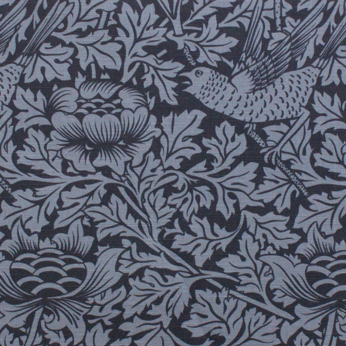 arts and crafts  blue cotton print curtain and upholstery fabric - William Morris Designs Bird and Anemone Dark Blue Print