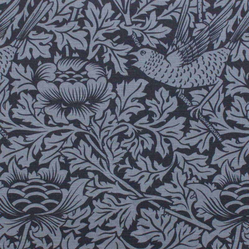 arts and crafts  blue cotton print curtain and upholstery fabric - William Morris Designs Bird and Anemone Dark Blue Print
