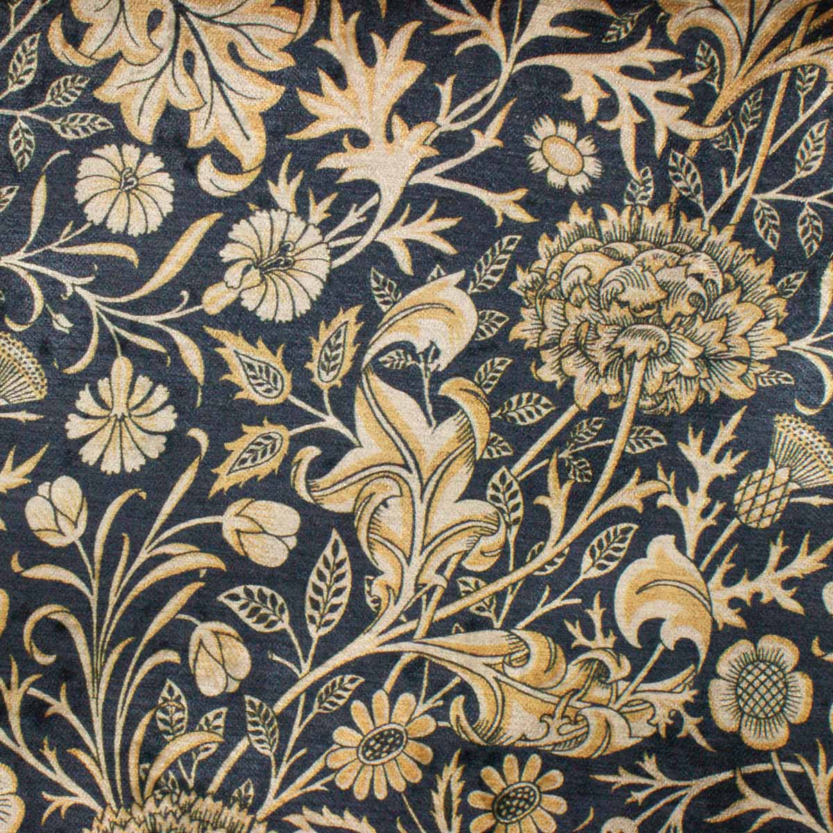 dark blue and gold   fabric - William Morris Designs Cherwell Indigo Velvet