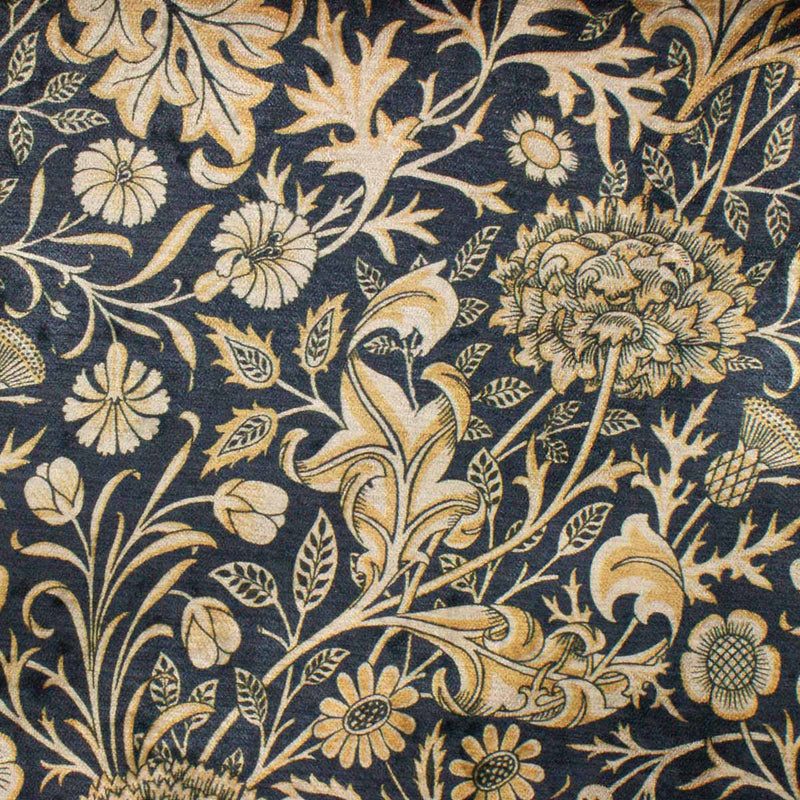 dark blue and gold   fabric - William Morris Designs Cherwell Indigo Velvet