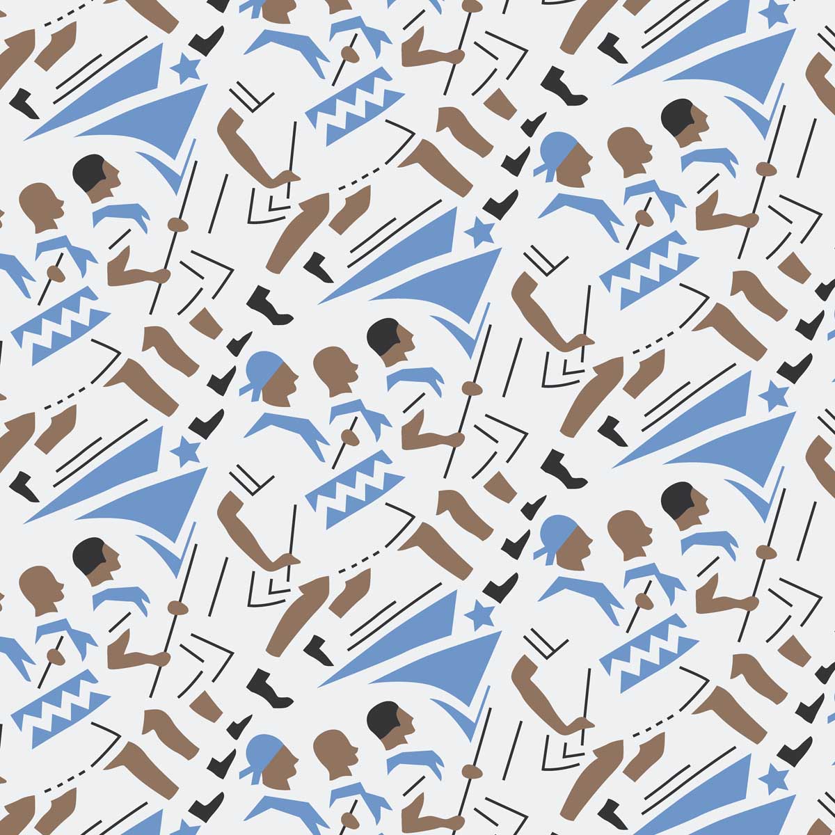 Marching Girls - A Soviet Deco Textile Design
