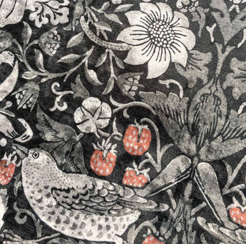 William Morris Designs Strawberry Thief Monotone Velvet