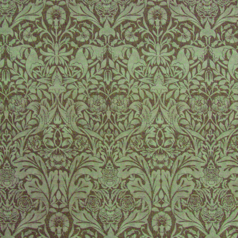 patterned  green velvet curtain and upholstery fabric - William Morris Designs Saint James Damask Green Velvet