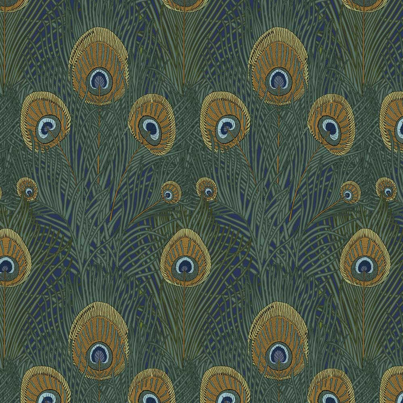 Peacock Plumes Feathers Print Fabric