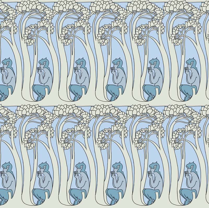 Harry Napper Pan Pipes Arts and Crafts Art Nouveau fabric