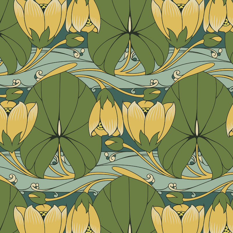 Harry Napper Lily Flowers Arts and Crafts Art Nouveau fabric