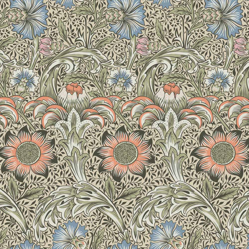 William Morris Designs Blackthorn Print Brown and Orange