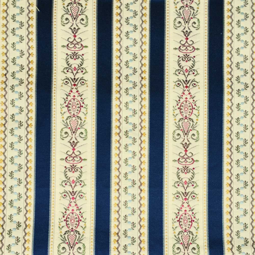 Georgian Stripe Floral Upholstery Curtain Fabric