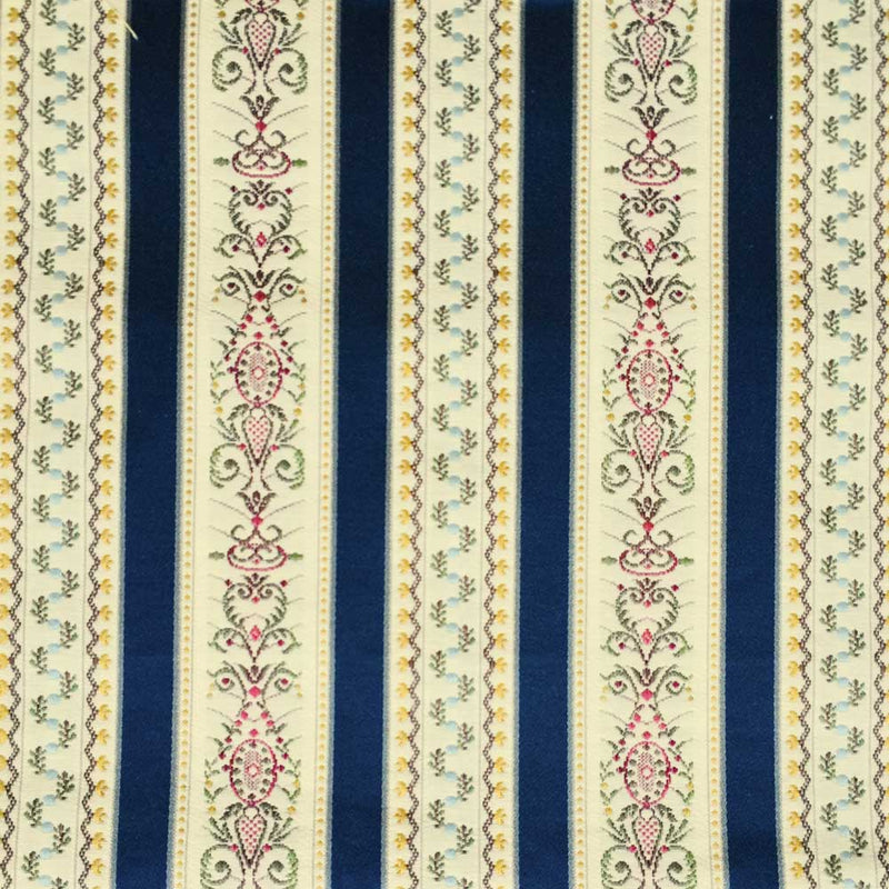 Georgian Stripe Floral Upholstery Curtain Fabric