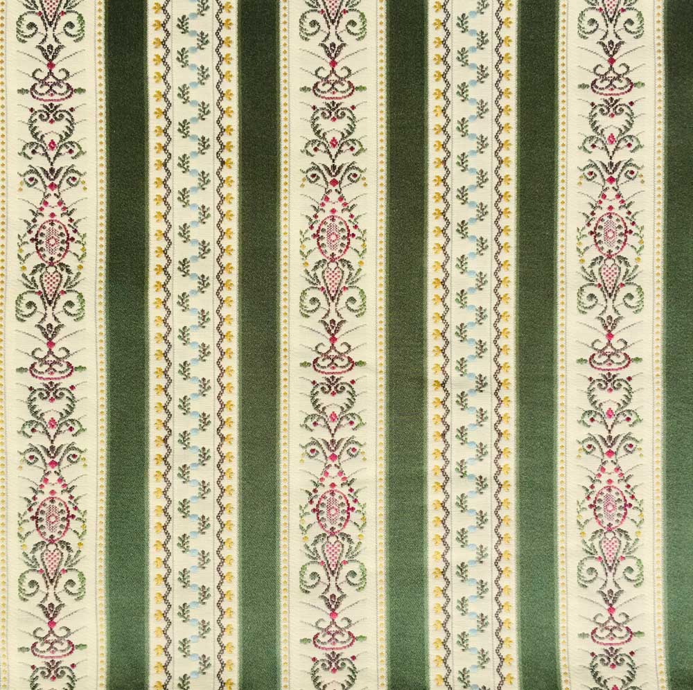 Georgian Stripe Floral Upholstery Curtain Fabric