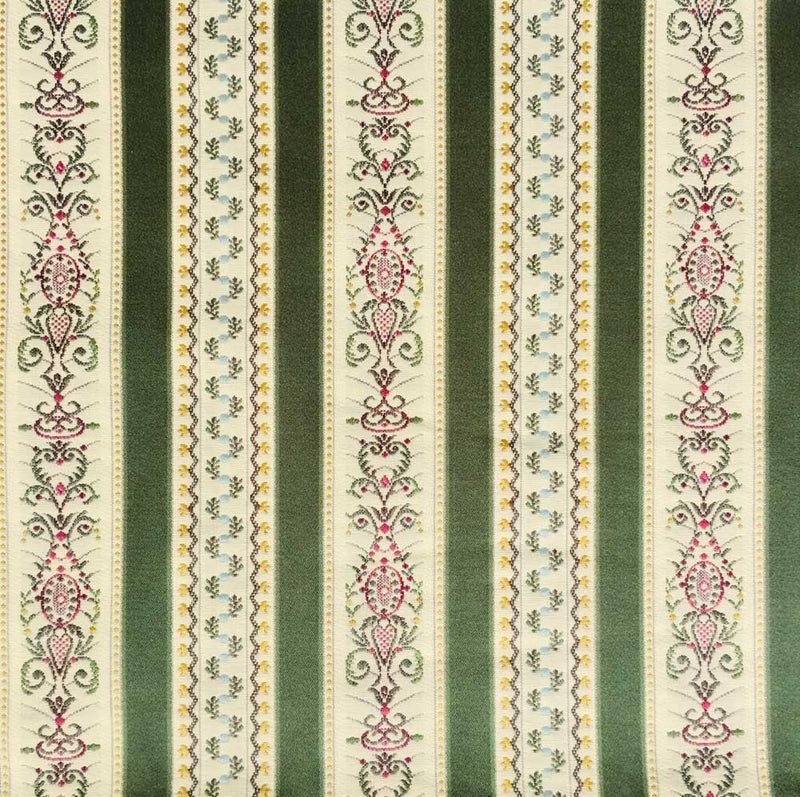 Georgian Stripe Floral Upholstery Curtain Fabric