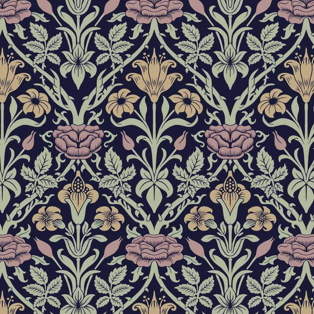 William Morris John Henry Dearle Rose and Lily Fabric