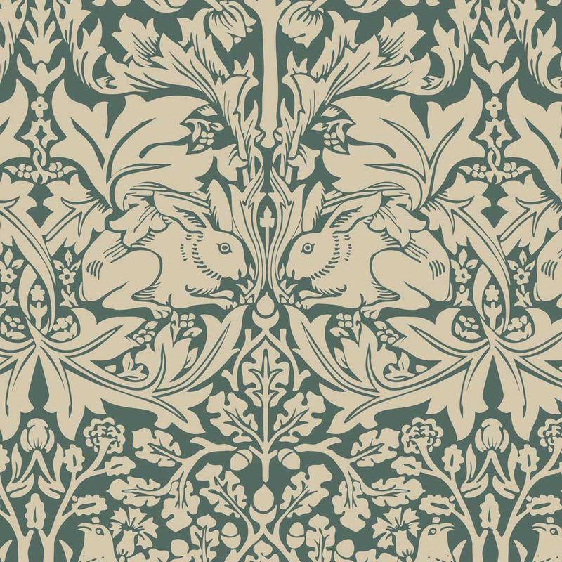 green   fabric - William Morris Designs Brother Rabbit Sage Print