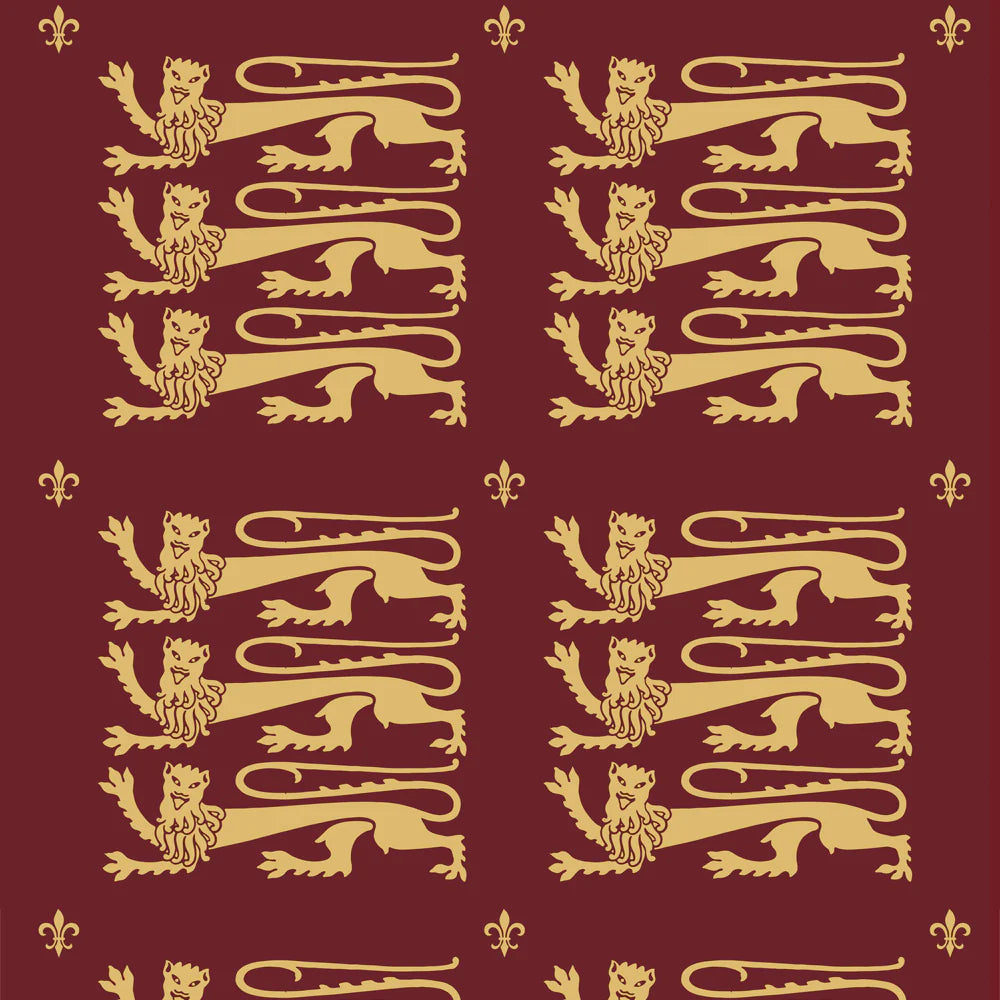 Guinevere Medieval Three Lions Passant Large Scale Linen Look Inherent FR