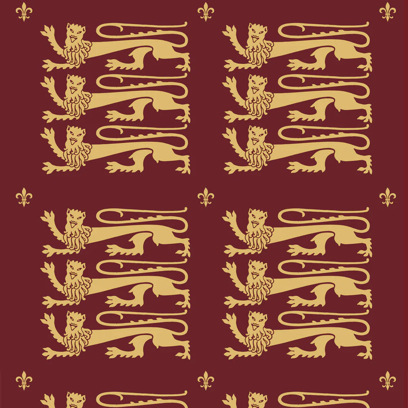 Guinevere Medieval Three Lions Passant Large Scale Linen Look Inherent FR