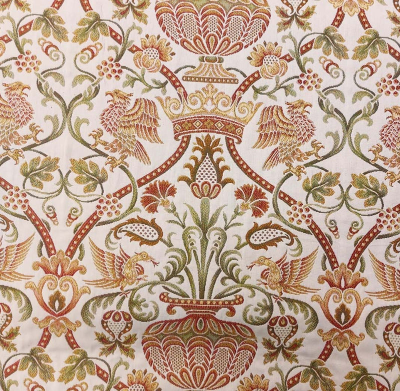 Eagles and scroll medieval design curtain upholstery fabric