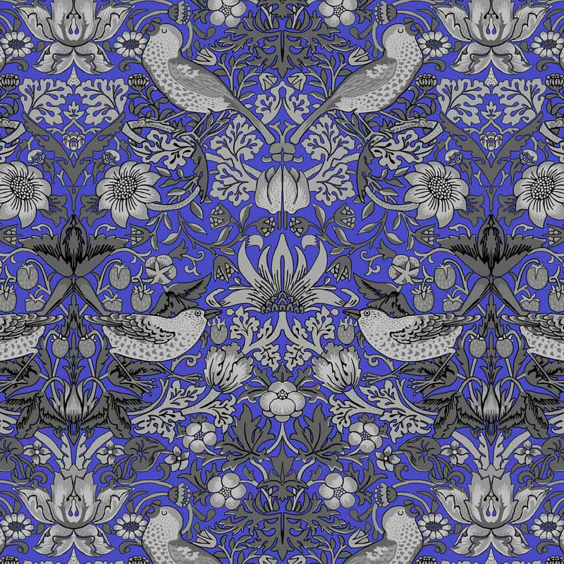 William Morris Designs Strawberry Thief velvet green