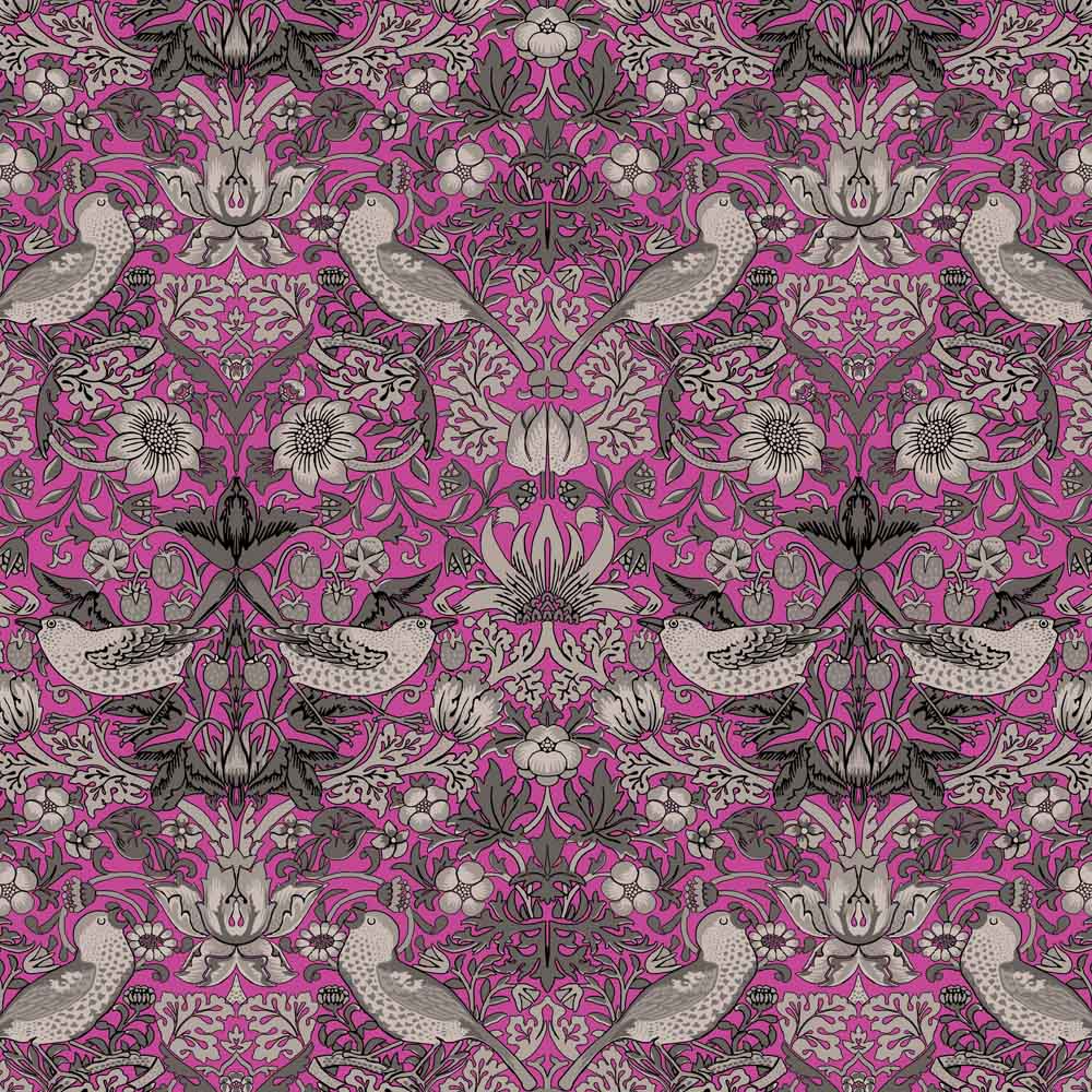 William Morris Designs Strawberry Thief velvet green