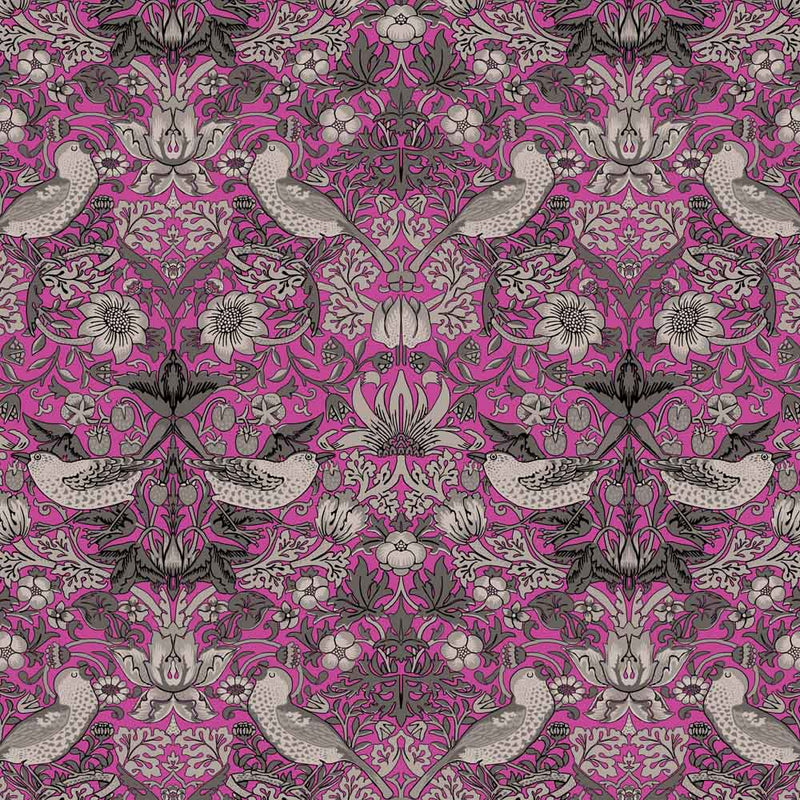 William Morris Designs Strawberry Thief velvet green