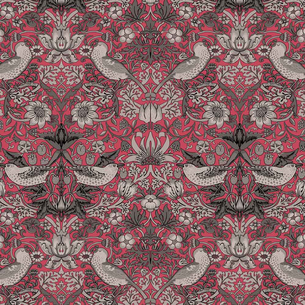 William Morris Designs Strawberry Thief velvet green