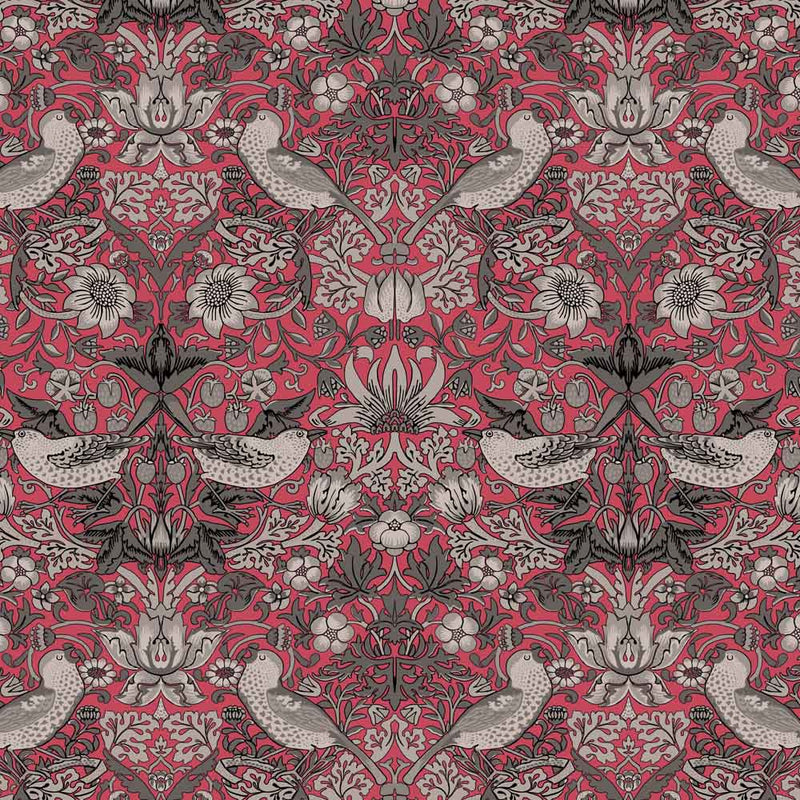 William Morris Designs Strawberry Thief velvet green