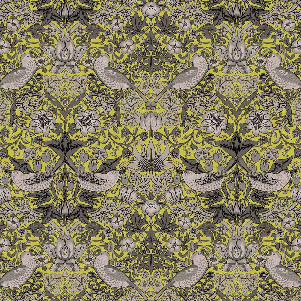 William Morris Designs Strawberry Thief velvet green